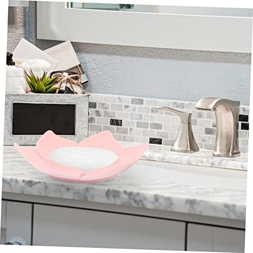 Garneck Silicone Soap Dish Flower-Shaped Self-Draining Elevator Bath Organizer