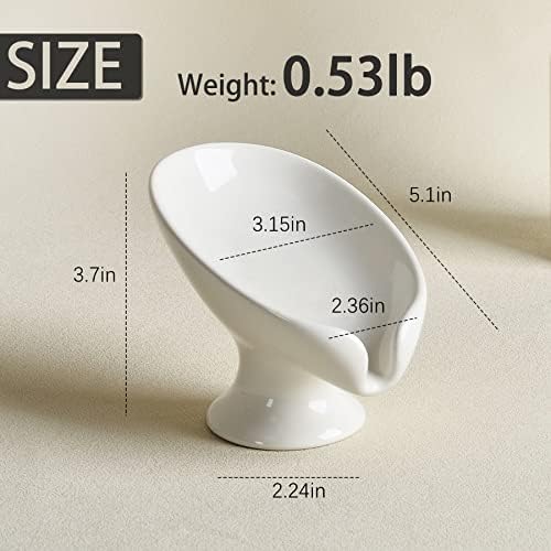 Self-Draining Ceramic Soap Dish Cream White by Antiss Home