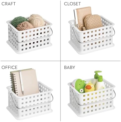 iDesign Shower Caddy Basket with Handle Set of 3 White