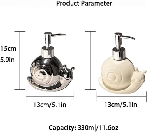 Liquid Cute Snail Shape Soap Dispenser Ceramic Dispenser Refillable Lotion Dispenser
