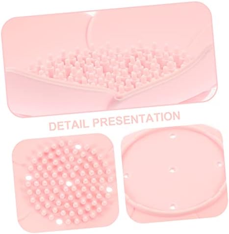 Cabilock 2pc Silicone Soap Dish Holder Pink Floral Bathroom Tray