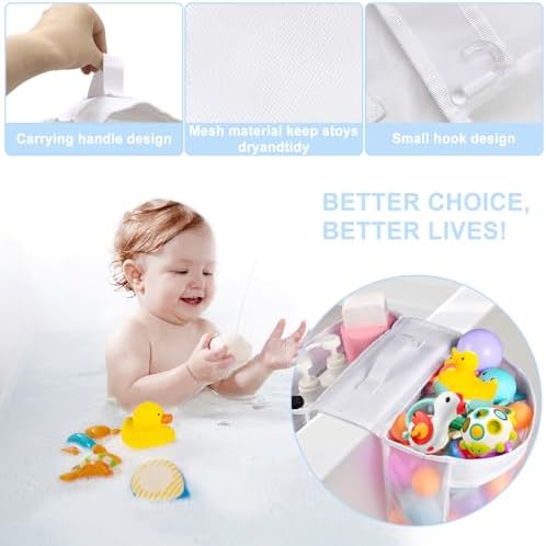 Cerpourt BABY BATHTUB TOY STORAAges 2 Compartments Mesh Organizer