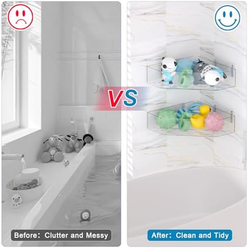 Natheeph 2-Pack Clear Bath Toy Organizer with Drainage and Wall Mount