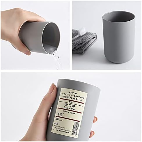 Bathroom Tumblers Reusable Plastic Drinkware Cups with Toothbrush Holder