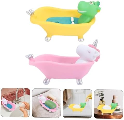 2 pc Cute Cartoon Bathtub Soap Dish Holder
