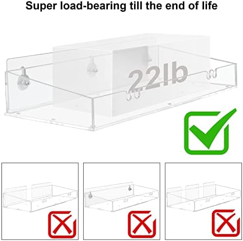 Perfect Organizer Adhesive Acrylic Shower Shelves for Bathroom Storage
