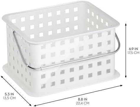 iDesign Shower Caddy Basket with Handle Set of 3 White