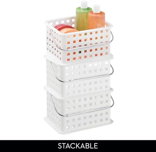 iDesign Shower Caddy Basket with Handle Set of 3 White