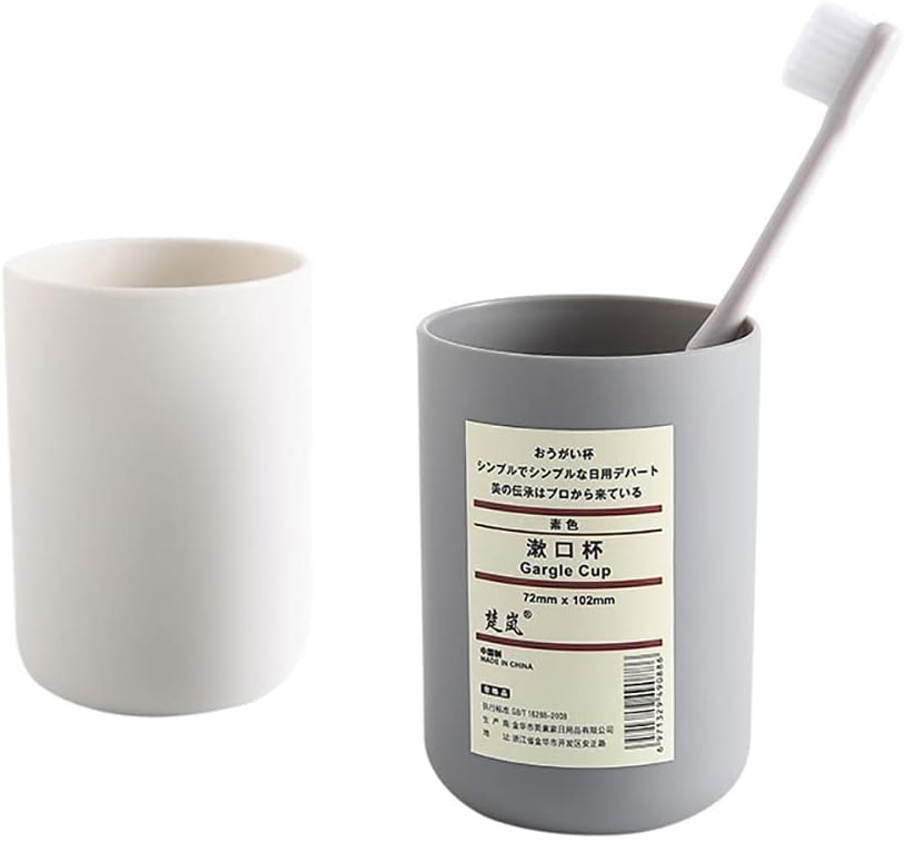Bathroom Tumblers Reusable Plastic Drinkware Cups with Toothbrush Holder