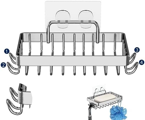 adhesive shower soap holder easy to use 304 stainless steel 4 hooks
