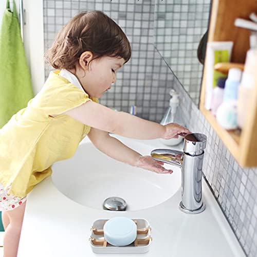 Leadiy 2-Pack Bamboo Bar Soap Dishes Eco-Friendly Reusable forHome Kitchen