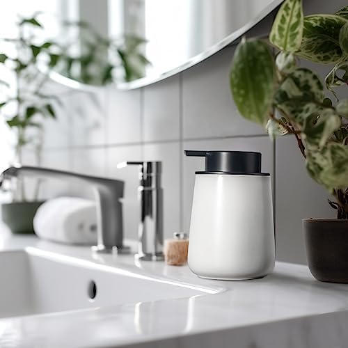Ergonomic 12oz White Ceramic Hand Soap Dispenser