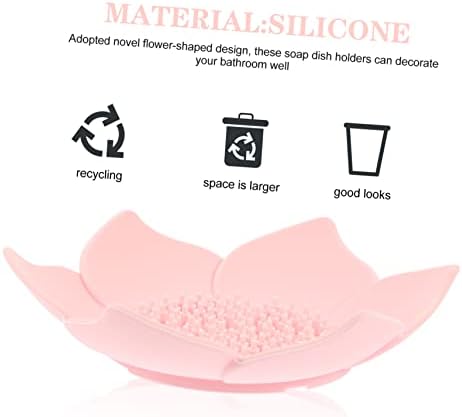 Elegant Floral Silicone Soap Dish Holder Self-Draining Kitchen Bathroom Use