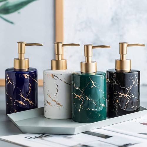 Marble Pattern Ceramic Soap Dispenser for Bathroom and Kitchen