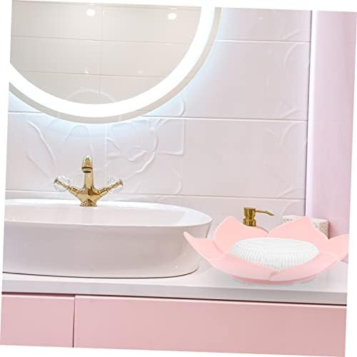 Cabilock 2pc Silicone Soap Dish Holder Pink Floral Bathroom Tray