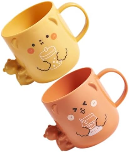 Unbreakable 3D Bathroom Brushing Mugs - Cute Plastic Coffee Cups Hohopeti