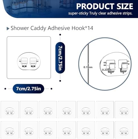 14-Piece FGSAEOR Removable Adhesive Shower Caddy for Bathroom Storage