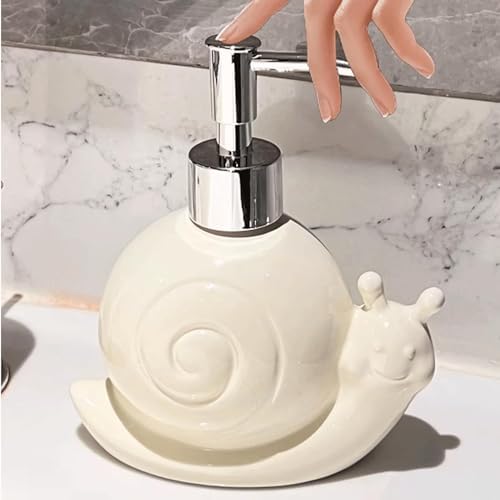 Liquid Cute Snail Shape Soap Dispenser Ceramic Dispenser Refillable Lotion Dispenser