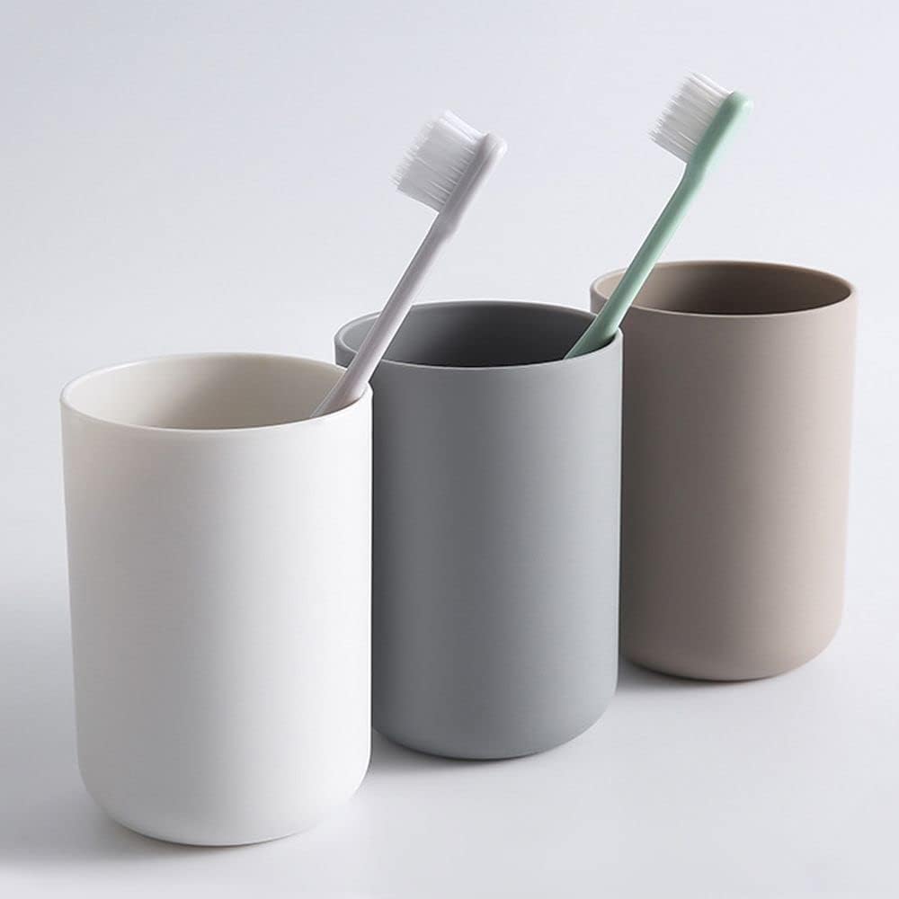 Bathroom Tumblers Reusable Plastic Drinkware Cups with Toothbrush Holder