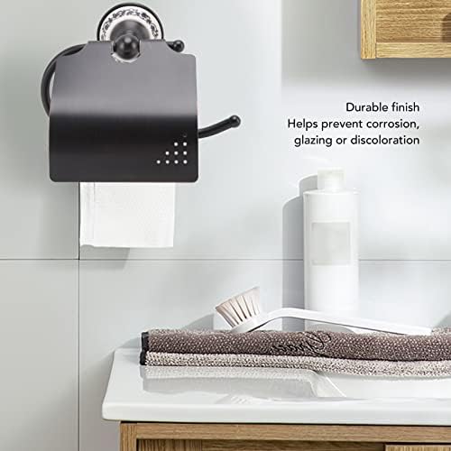 Tissue Roll Storage Shelf Toilet Paper Holder Black Wall-Mounted Dispenser
