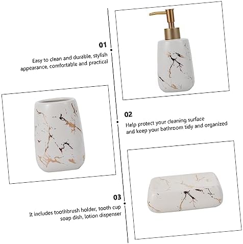 ABOOFAN 3-Piece Marble Soap Dispenser