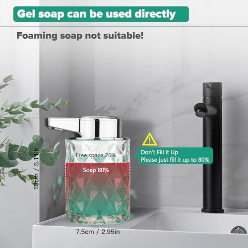 8 oz Glass Touchless Alcohol-Free Automatic Dispenser for Kitchen Bathroom