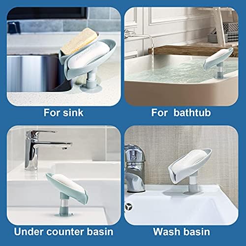 2-Pack Leaf-Shape Soap Dishes with Suction Cup