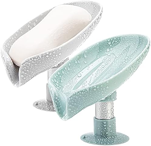 2-Pack Leaf-Shape Soap Dishes with Suction Cup