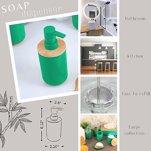 EVIDECO Green Dispenser with Bamboo Top 10 Fl Oz - Kitchen Bathroom Countertops