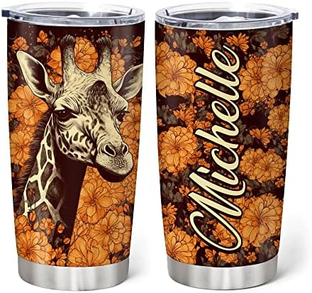 Giraffe Lovers 20oz Tumbler Gift Stainless Steel with Straw Lid Birthday Christmas Gift