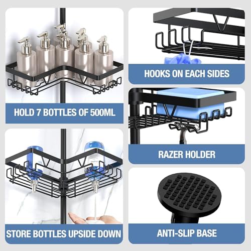 4-Tier Adjustable Corner Shower Caddy Bathtub Organizer