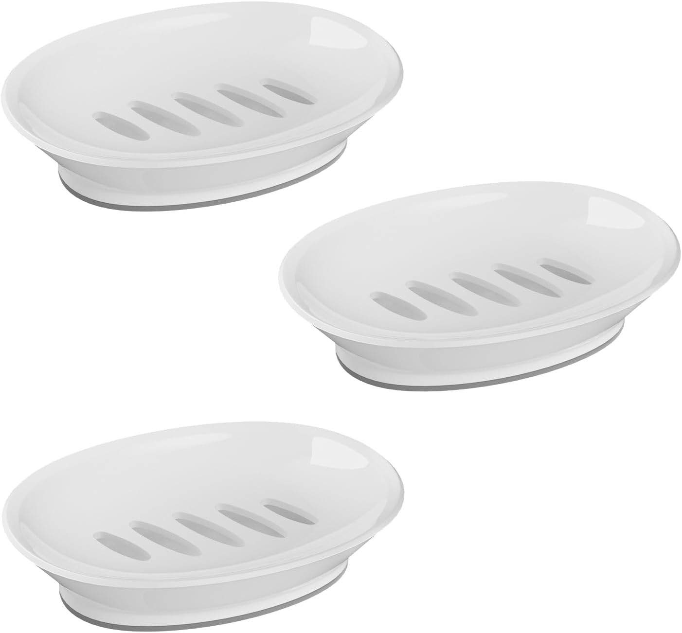 3-Pack White Soap Dish Holder Durable Eco-Friendly