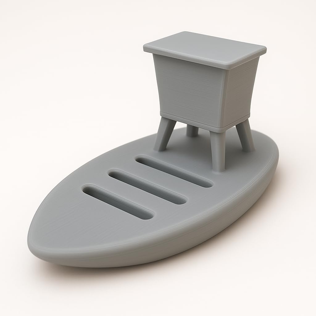 Whimsical Surfboard Soap Dish with Lifeguard Stand
