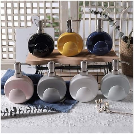 Cute Compact 400ml Ceramic Soap Dispenser with Sponge_holder for Home Bathroom