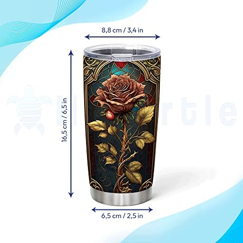 Personalized Rose-Printed Stainless Steel Tumbler