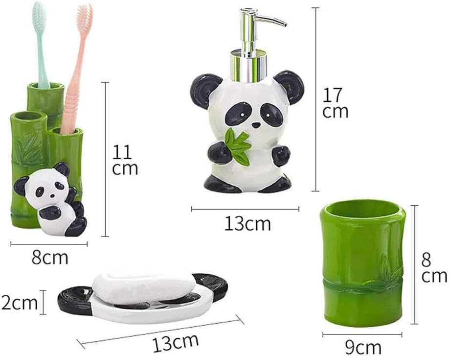 Panda Bamboo Bathroom Accessories Set