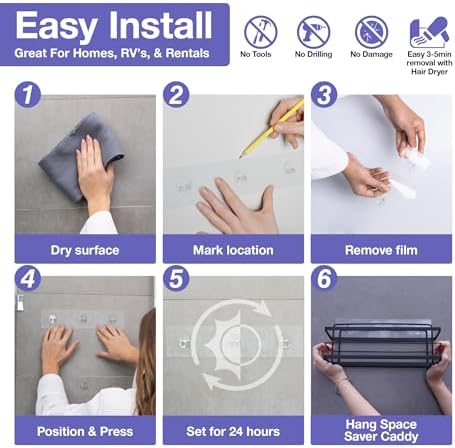 KINCMAX Premium Rust-Proof Showercaddy with 4 Durable Hooks
