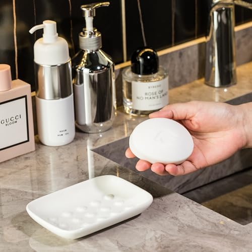 MiamoloSoap Dishceramic soap holder for bathroomkitchensinkslogical designnon-slip basewhite