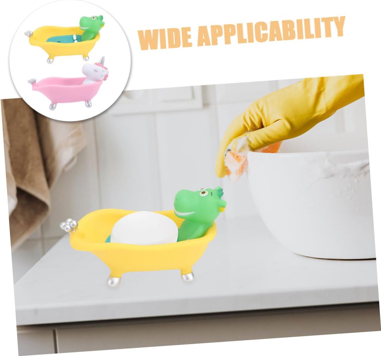 2 pc Cute Cartoon Bathtub Soap Dish Holder
