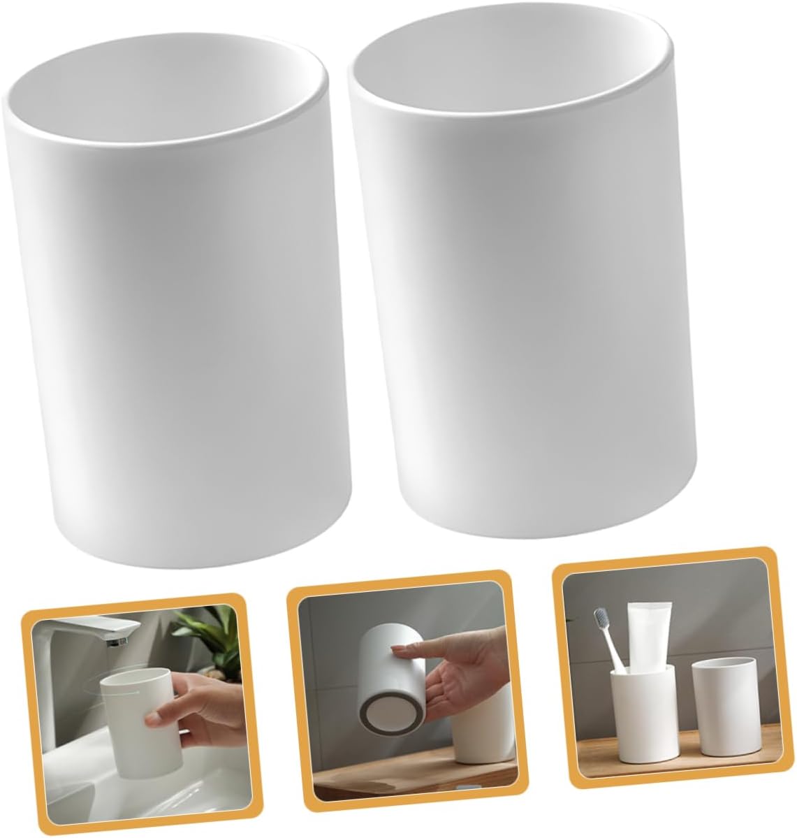 2-Piece Reusable Bathroom Tumbler Cup Holder Multi-Purpose Portable Plastic Design