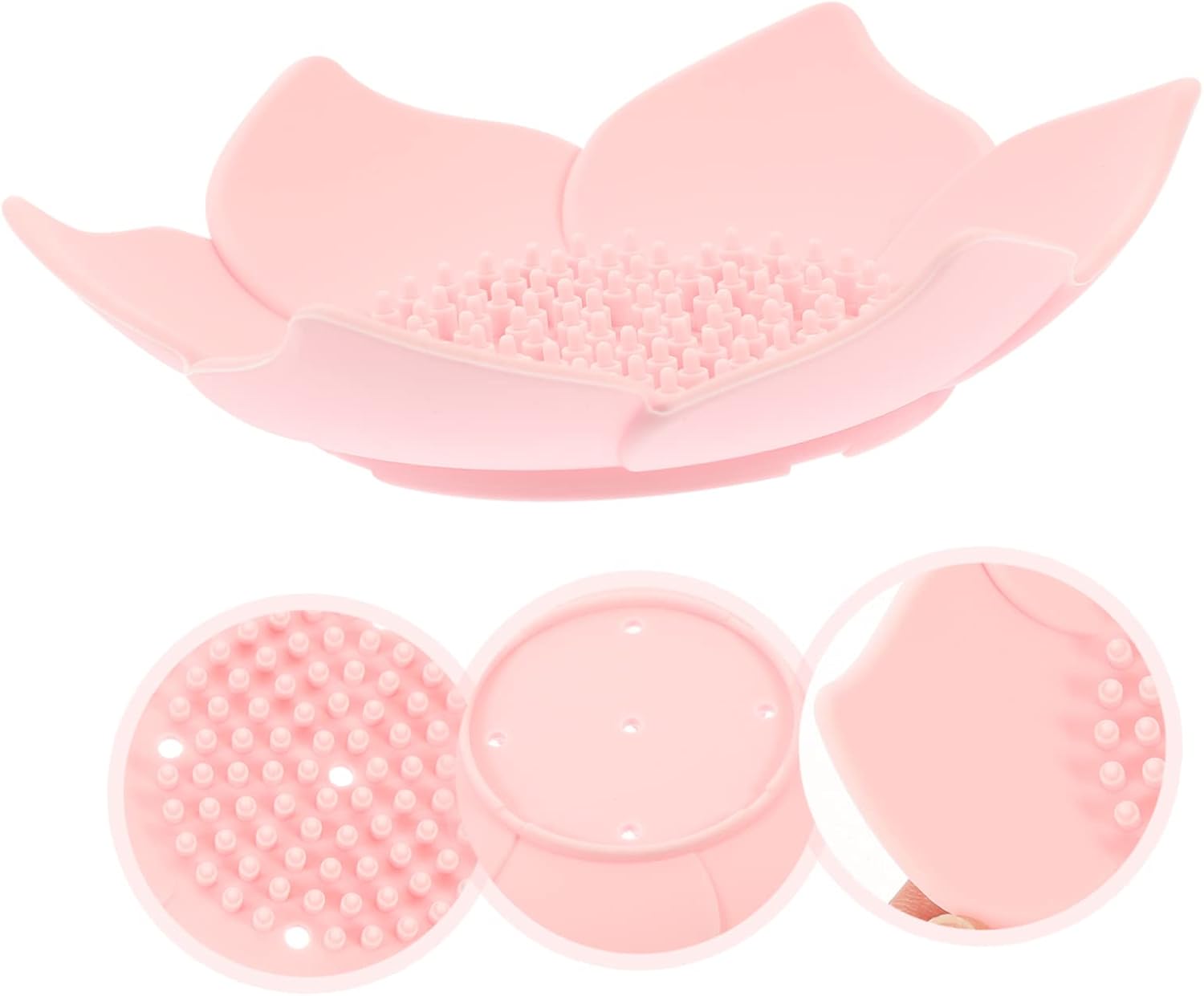2 Pack Pink Floral Silicone Soap Dish Organizer