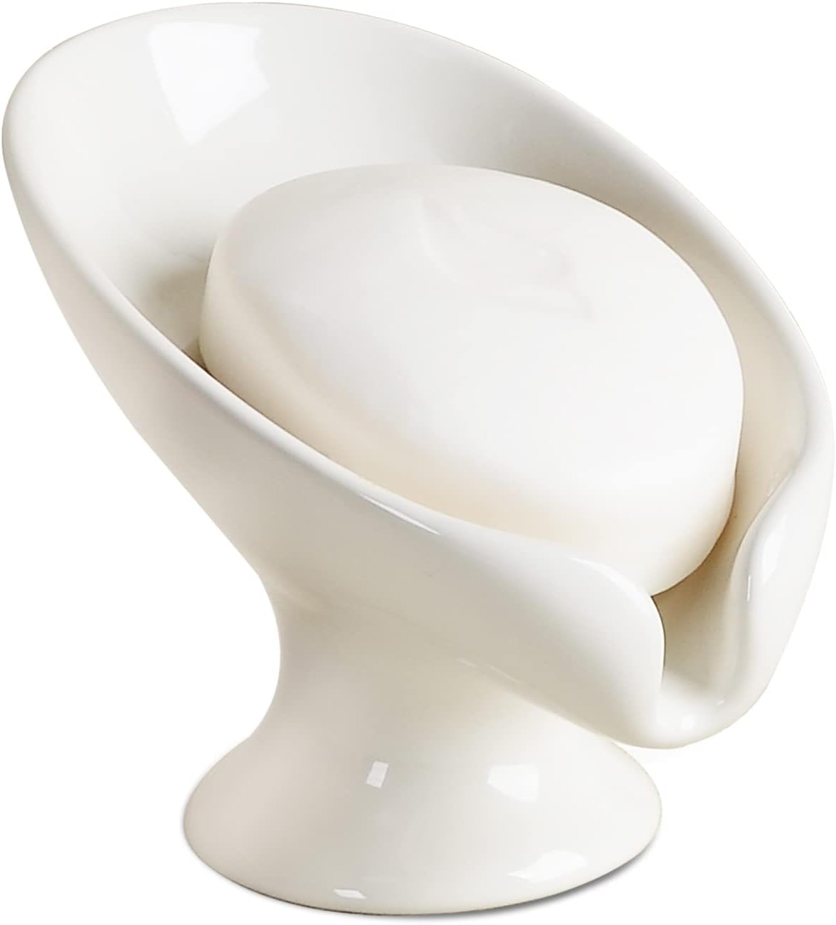 Self-Draining Ceramic Soap Dish Cream White by Antiss Home