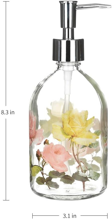 Stylish 17oz Glass soap dispenser with Butterfly