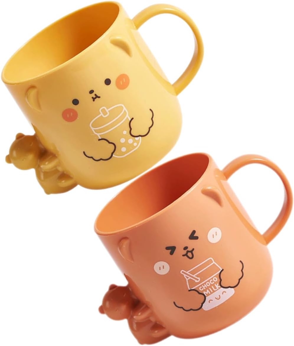 Unbreakable 3D Bathroom Brushing Mugs - Cute Plastic Coffee Cups Hohopeti