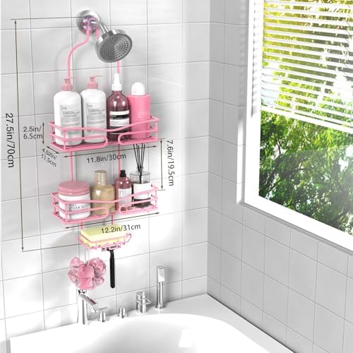 DAOYA Folding Pink Showersystem with 6 Hangers