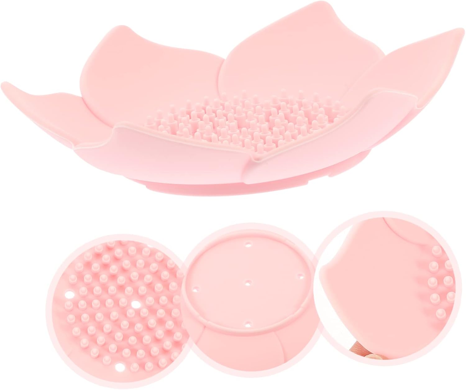 Garneck Silicone Soap Dish Flower-Shaped Self-Draining Elevator Bath Organizer