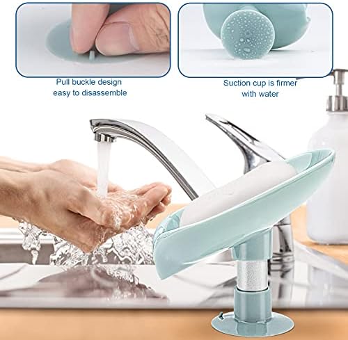2-Pack Leaf-Shape Soap Dishes with Suction Cup