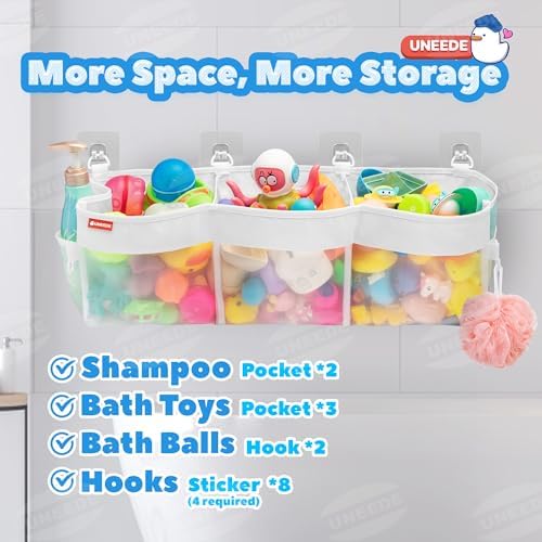 UNEEDE 3 Compartment Bath Toy Storage Organizer