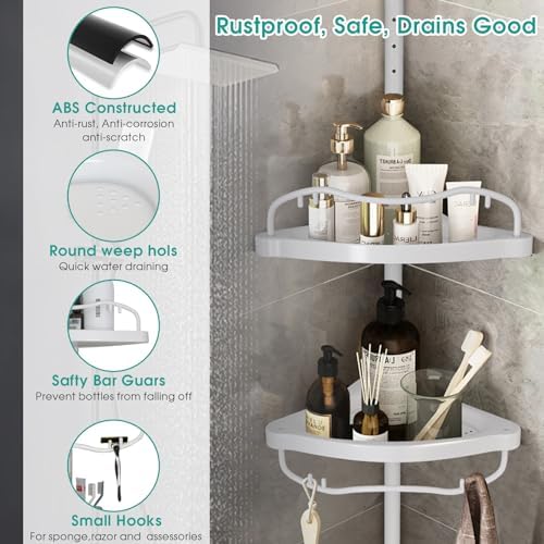 Adjustable Rustproof Corner Showers Caddy for Small Bathrooms