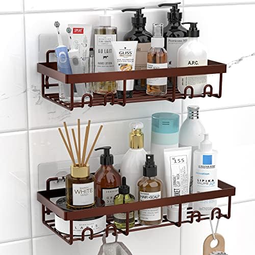Double-Shower Caddy Organizer Sturdy Metal Durable Adhesive